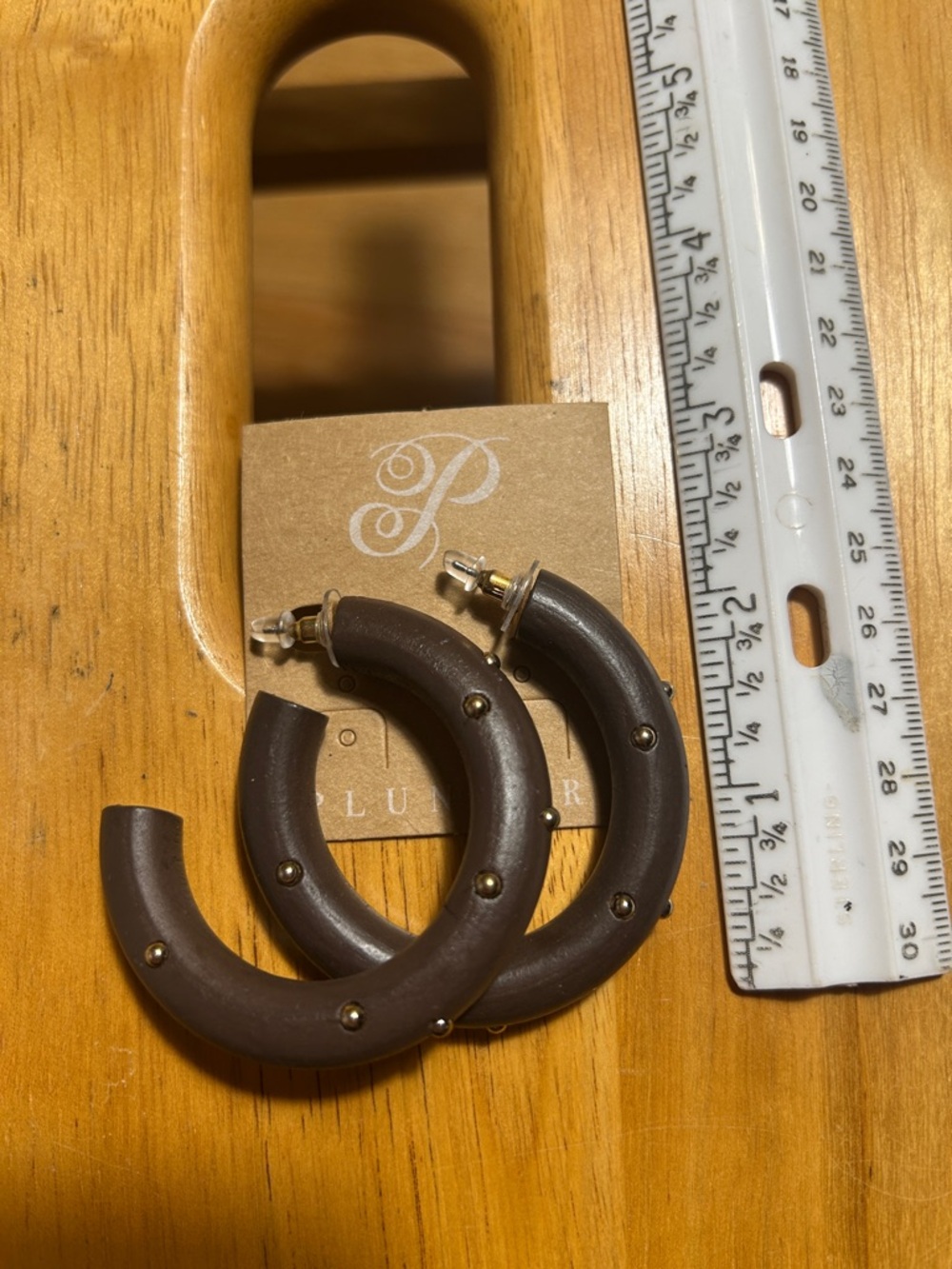 Brown Studded Hoop Earrings